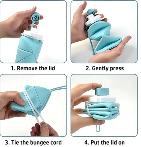 600ml Collapsible Silicone Water Bottle for Travel, Sports, Gym & Office (1 Pc)